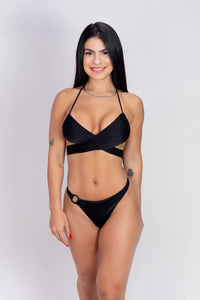 pitaya swimwear Conjunto Biquíni 3 em 1 Preto Trilobal