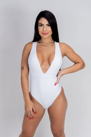 pitaya swimwear Maiô Faixa Multi Amarrações Branco